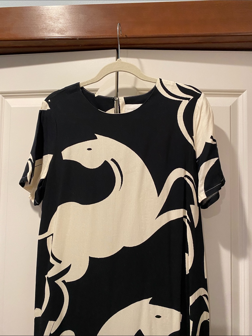 Corey Lynn Calter, Caballos Midi Dress. Graphic Horse Print. Black/White. Size M - Picture 9 of 12